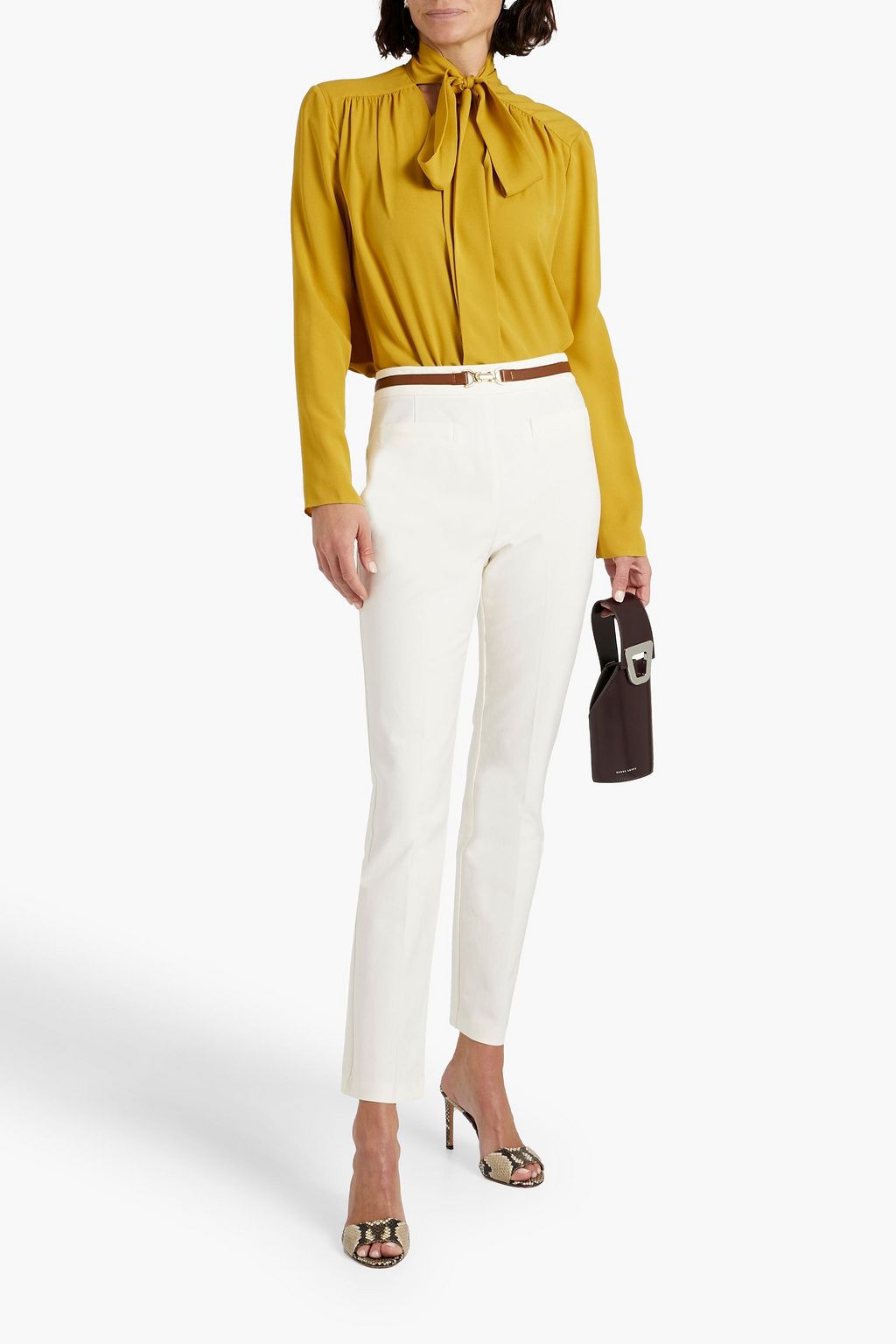DEREK LAM 10 CROSBY コットン混ツイル スリムレッグパンツ