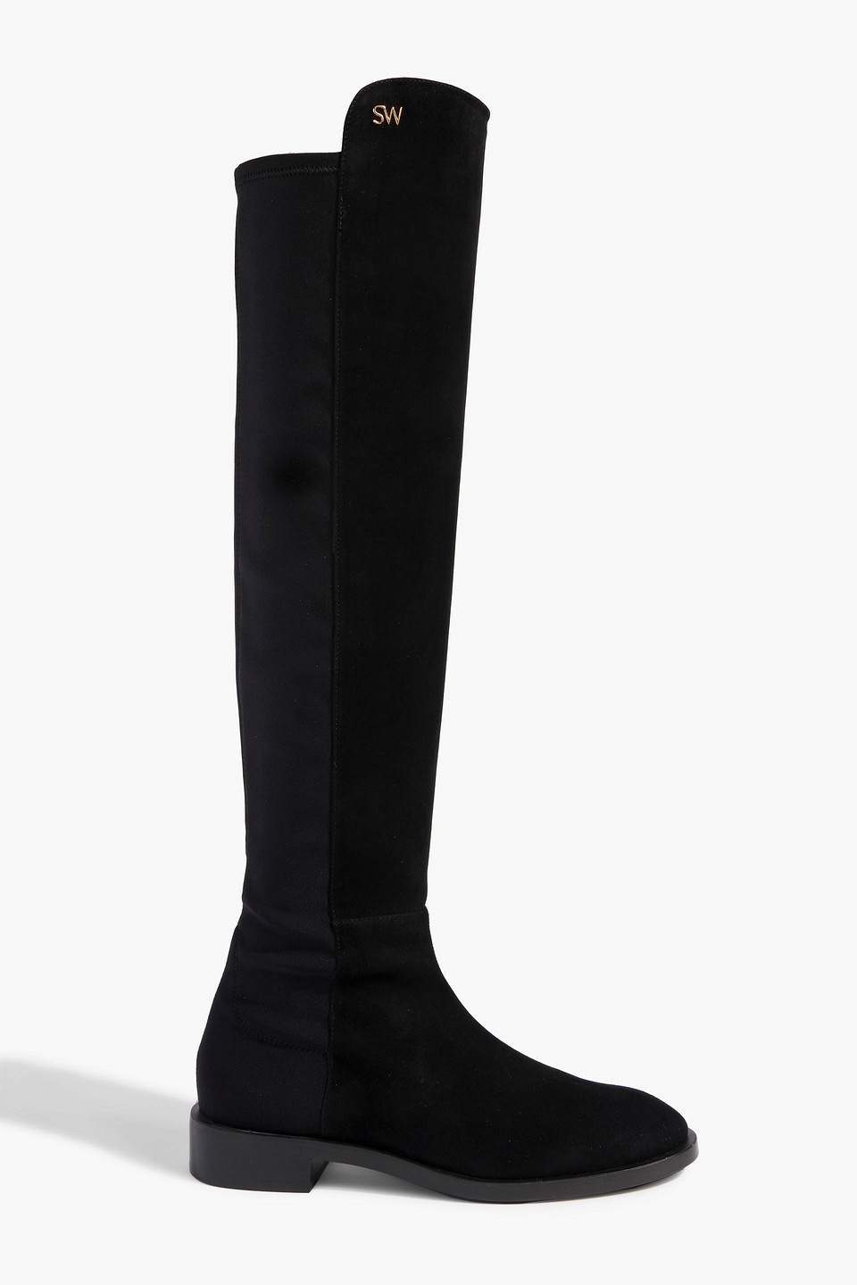 Stuart Weitzman Keelan Neoprene And Suede Over-the-knee Boots In Black