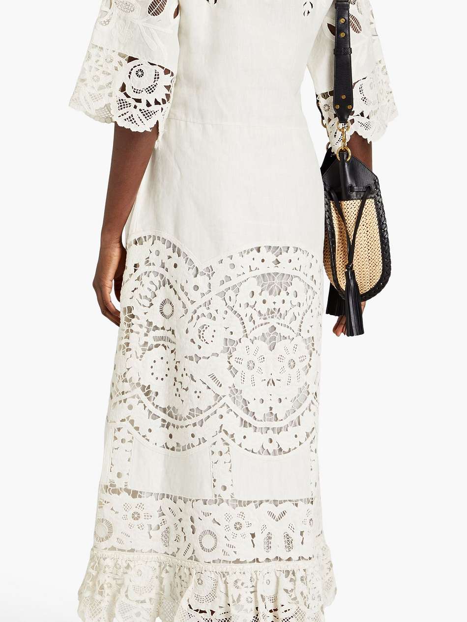 guipure lace linen maxi dress