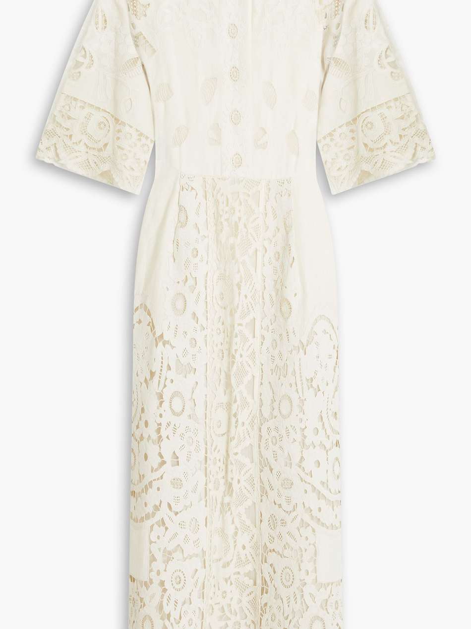 guipure lace linen maxi dress