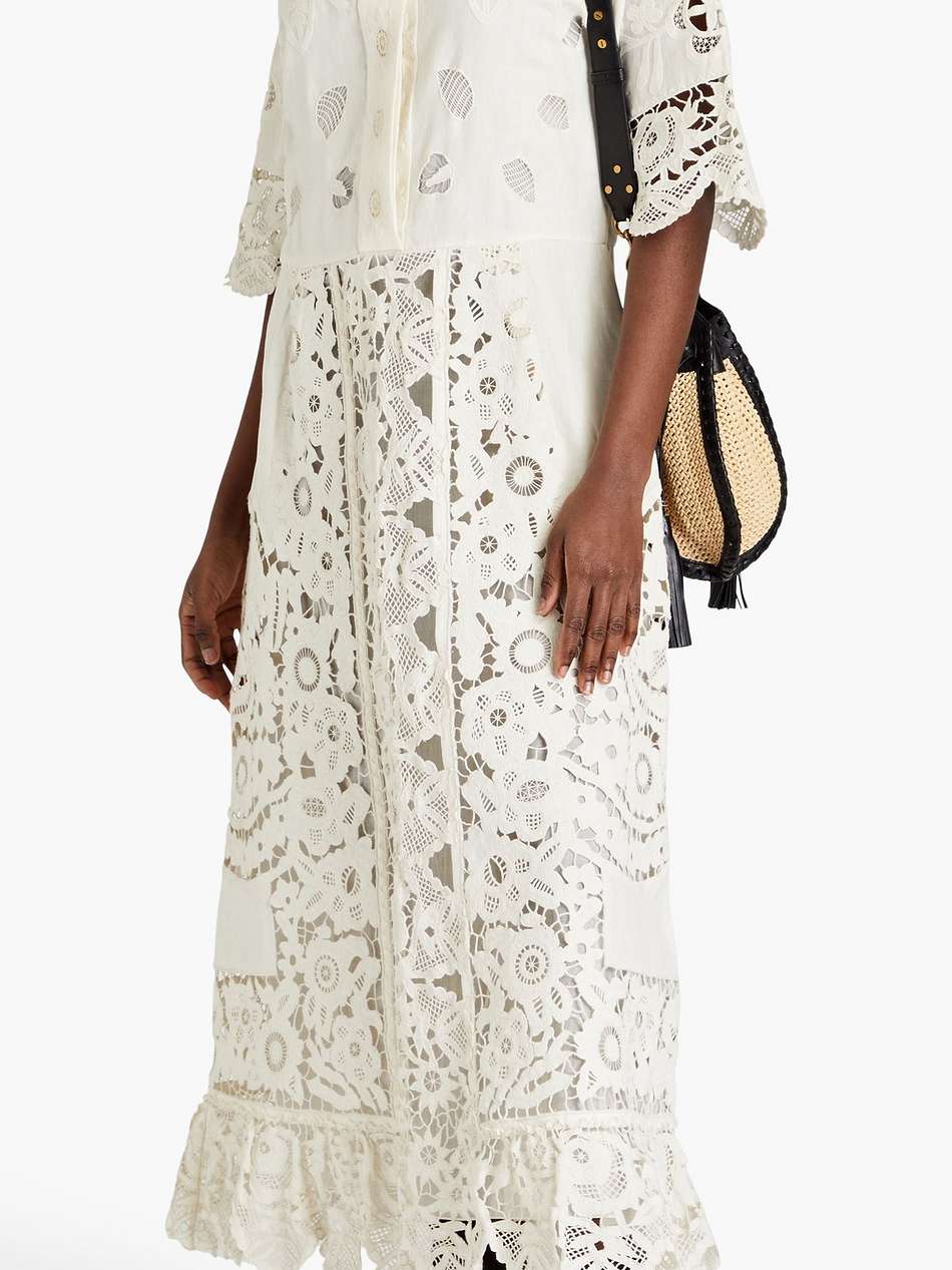guipure lace linen maxi dress