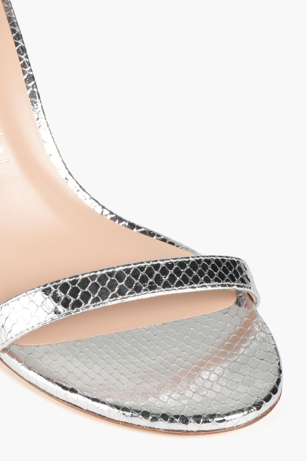 STUART WEITZMAN Metallic snake-effect leather sandals