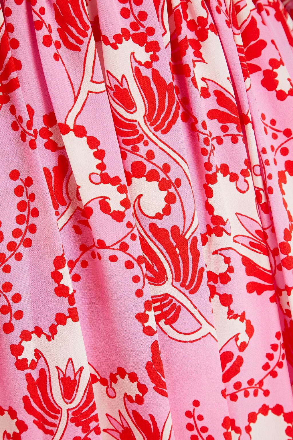 VALENTINO GARAVANI Gathered printed silk-satin mini dress