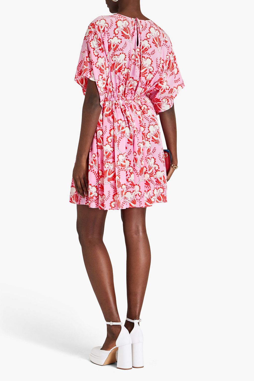 VALENTINO GARAVANI Gathered printed silk-satin mini dress