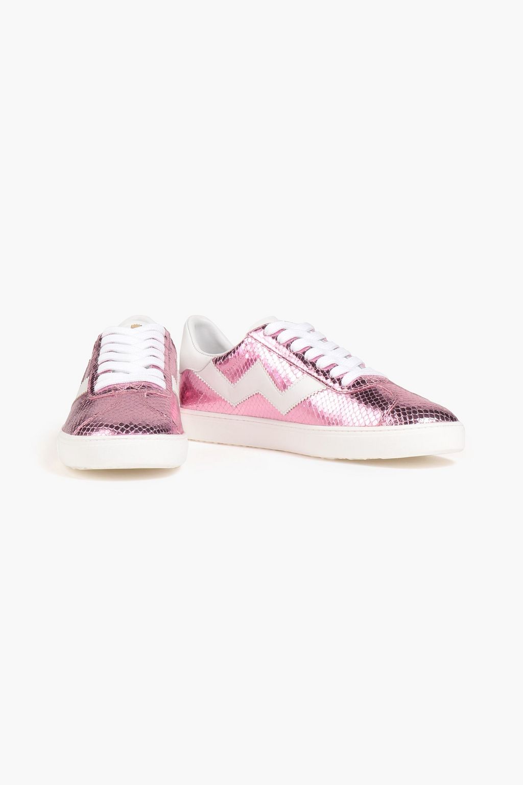 STUART WEITZMAN Daryl metallic snake-effect leather sneakers