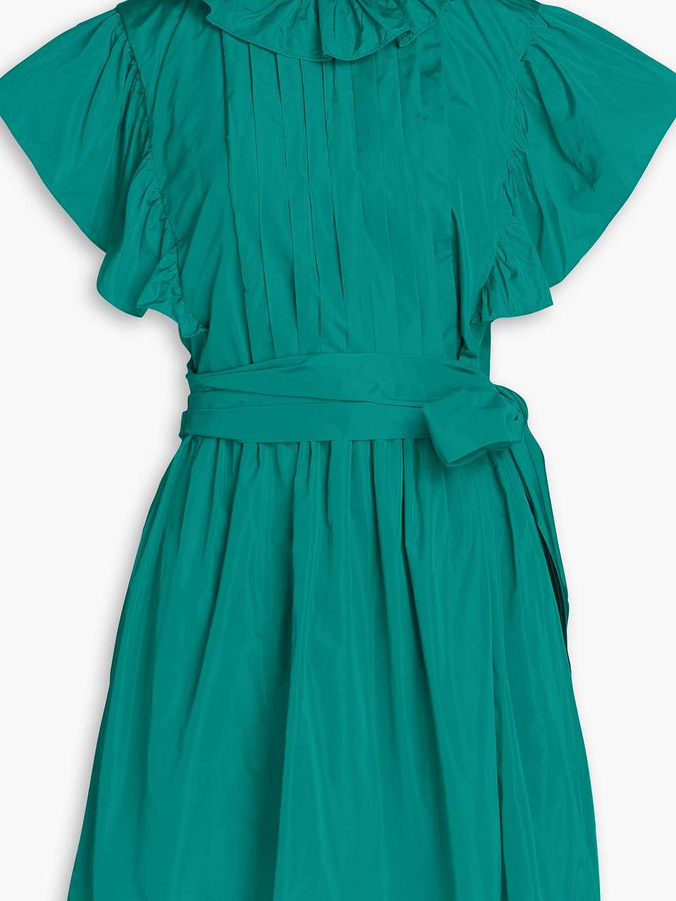 ruffled pintucked taffeta mini dress