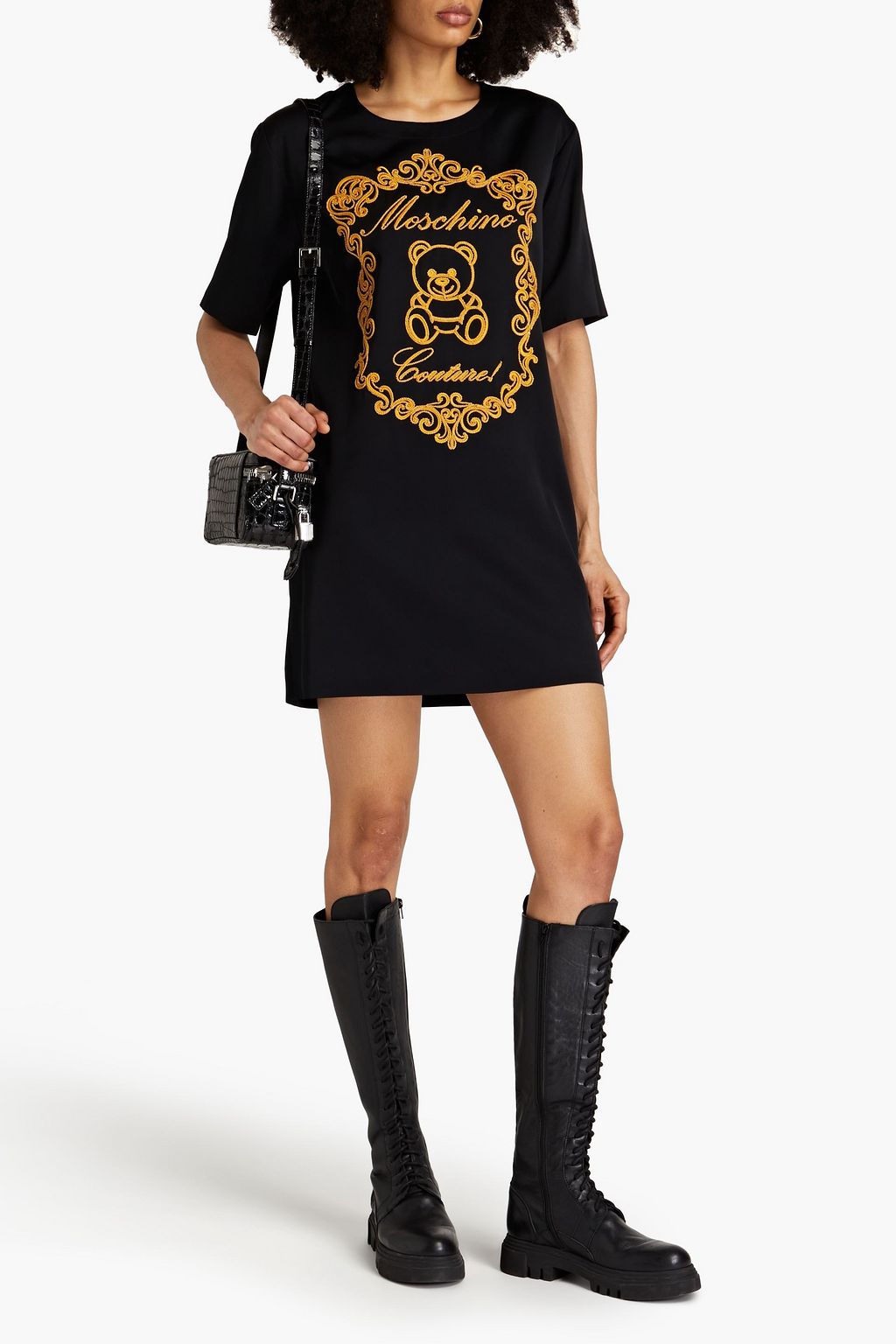 MOSCHINO Embroidered cady mini dress