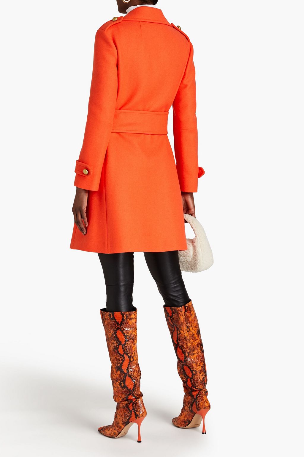 MOSCHINO Belted wool-blend twill coat