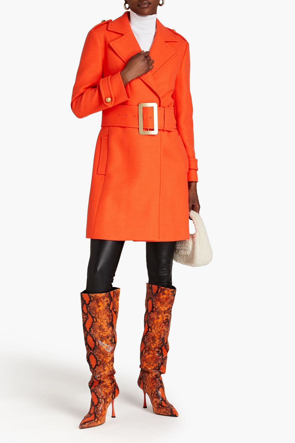 MOSCHINO Belted wool-blend twill coat