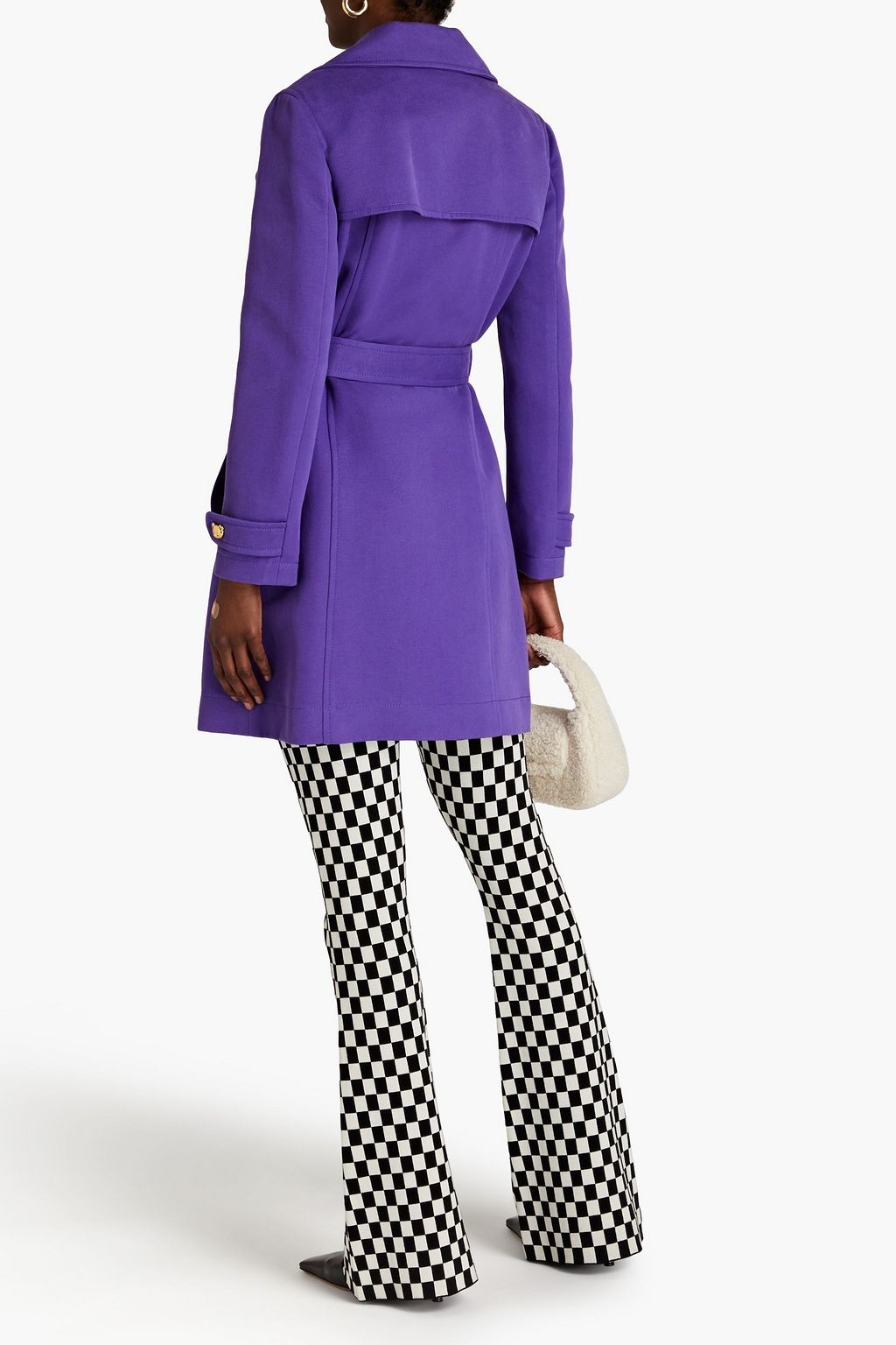 MOSCHINO Belted button-embellished cotton-gabardine trench coat