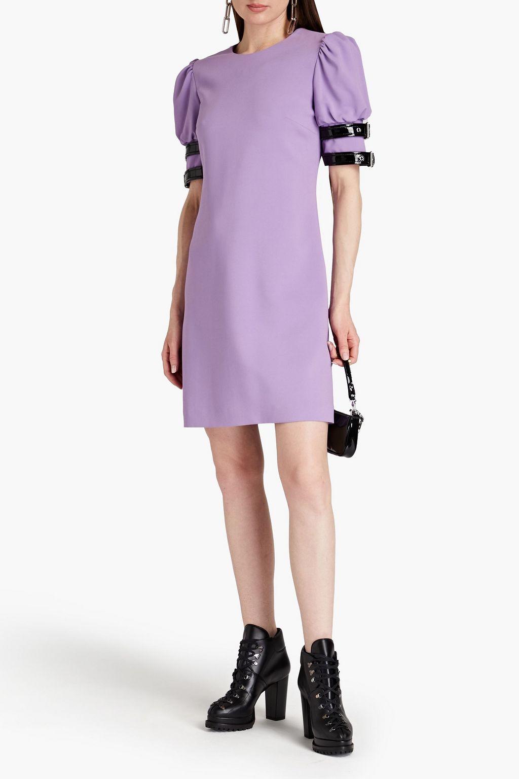 MOSCHINO Minikleid aus Cady mit Kunstlederbesatz