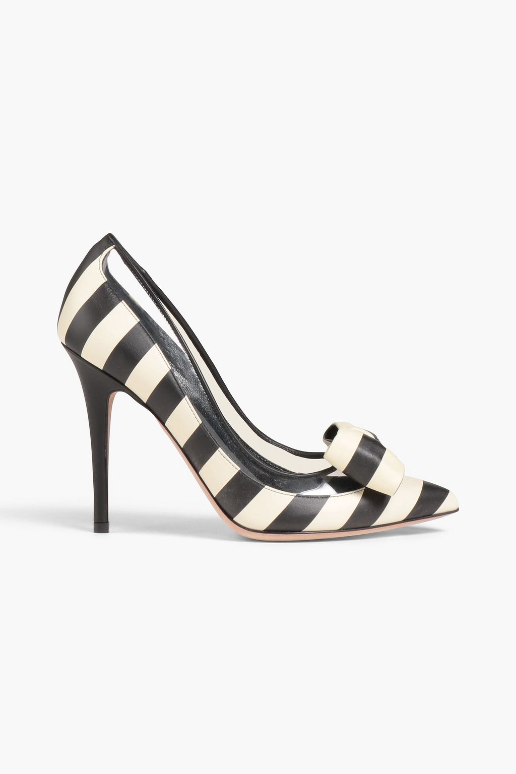 VALENTINO GARAVANI Striped bow-embellished leather pumps | THE OUTNET