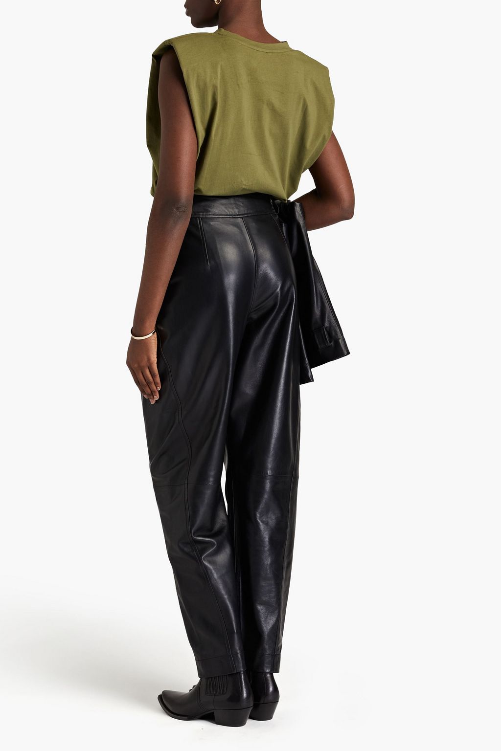 ALBERTA FERRETTI Karottenhose aus Leder mit Falten