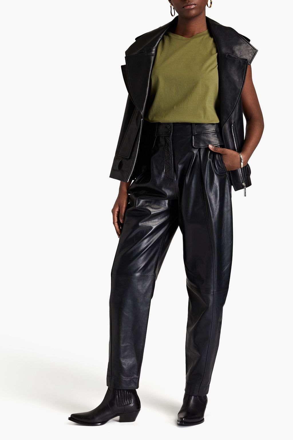 ALBERTA FERRETTI Karottenhose aus Leder mit Falten