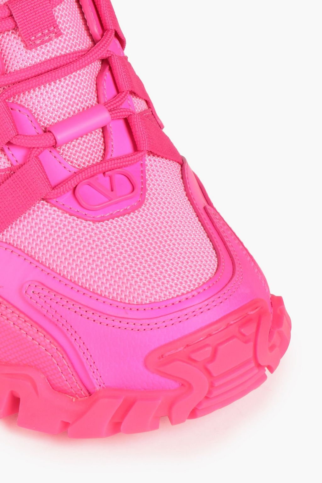 VALENTINO GARAVANI Climbers neon printed mesh and leather sneakers