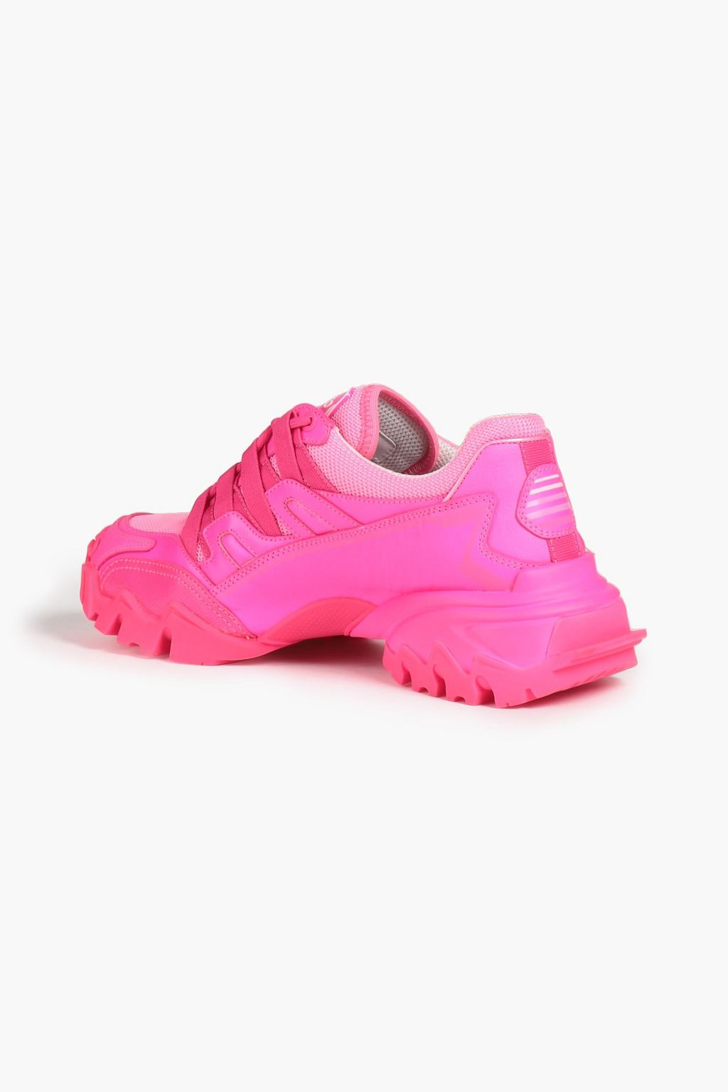 VALENTINO GARAVANI Climbers neon printed mesh and leather sneakers
