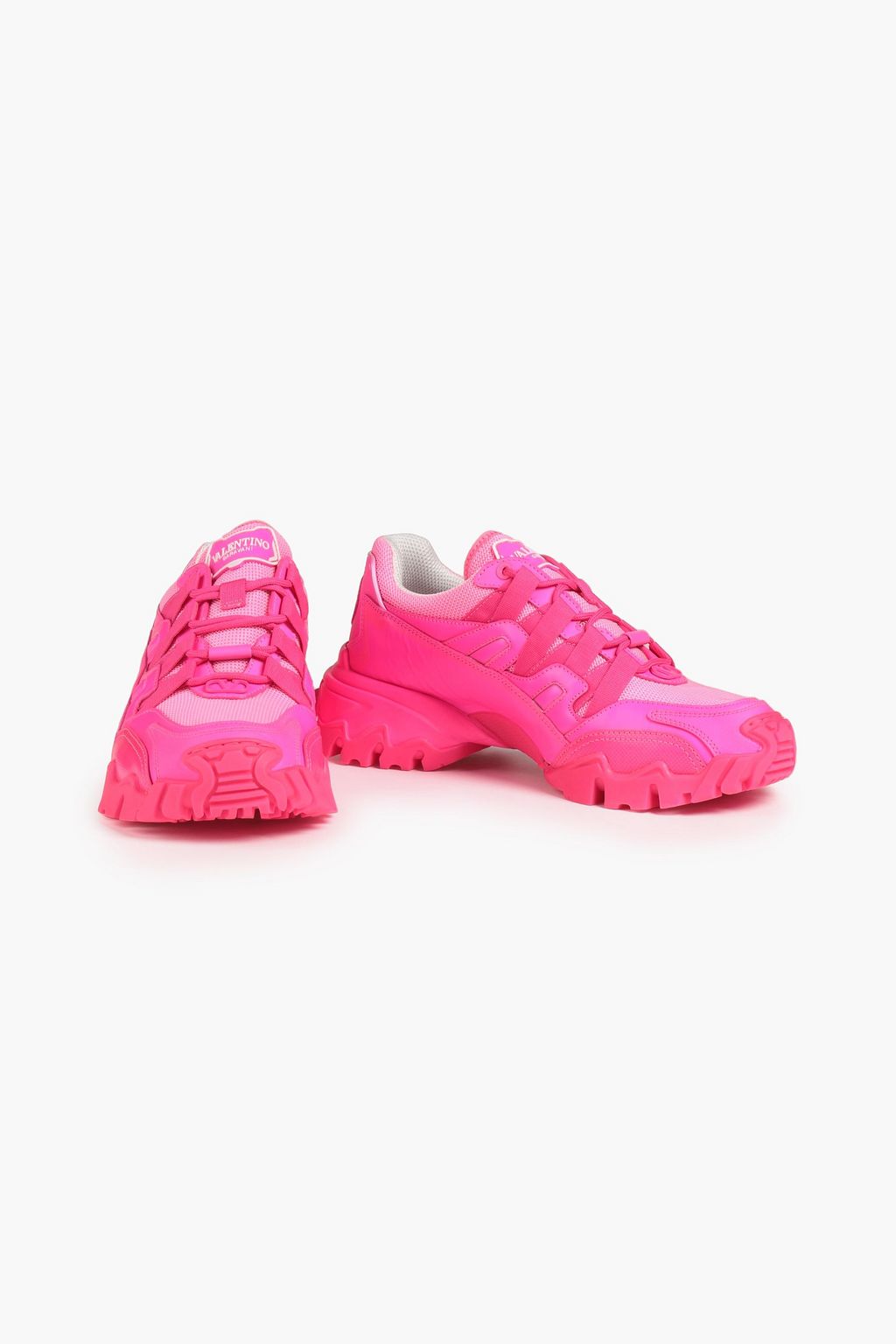 VALENTINO GARAVANI Climbers neon printed mesh and leather sneakers