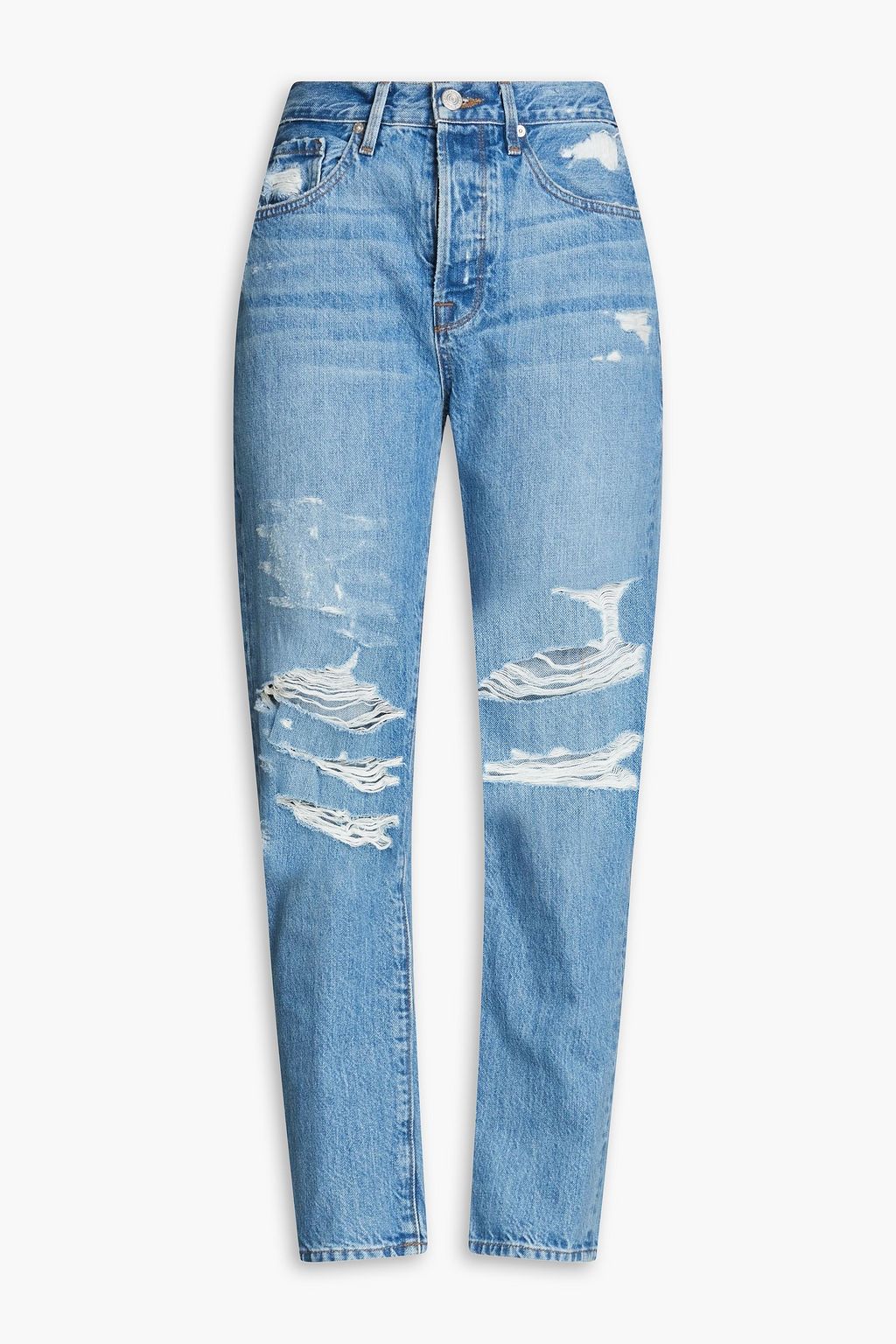 FRAME Le Original distressed high-rise straight-leg jeans | THE OUTNET