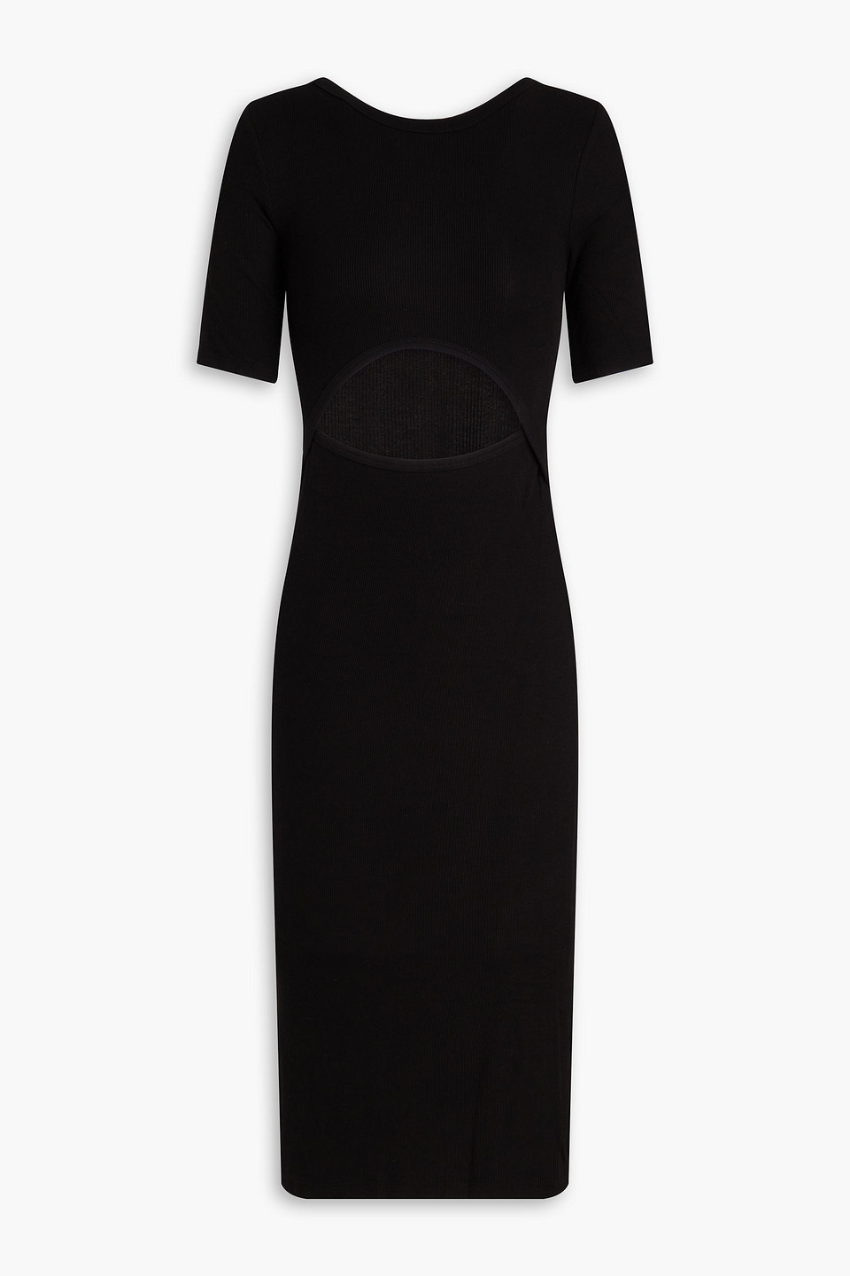 Enza Costa Cutout Ribbed Jersey Midi Dress In Black | ModeSens