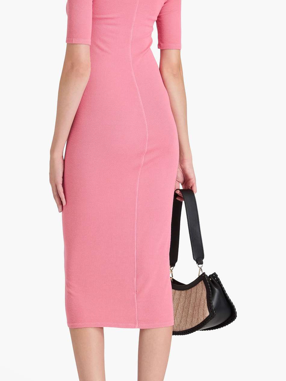 off-the-shoulder ribbed jersey midi dress