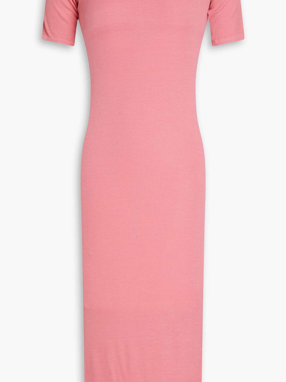 off-the-shoulder ribbed jersey midi dress