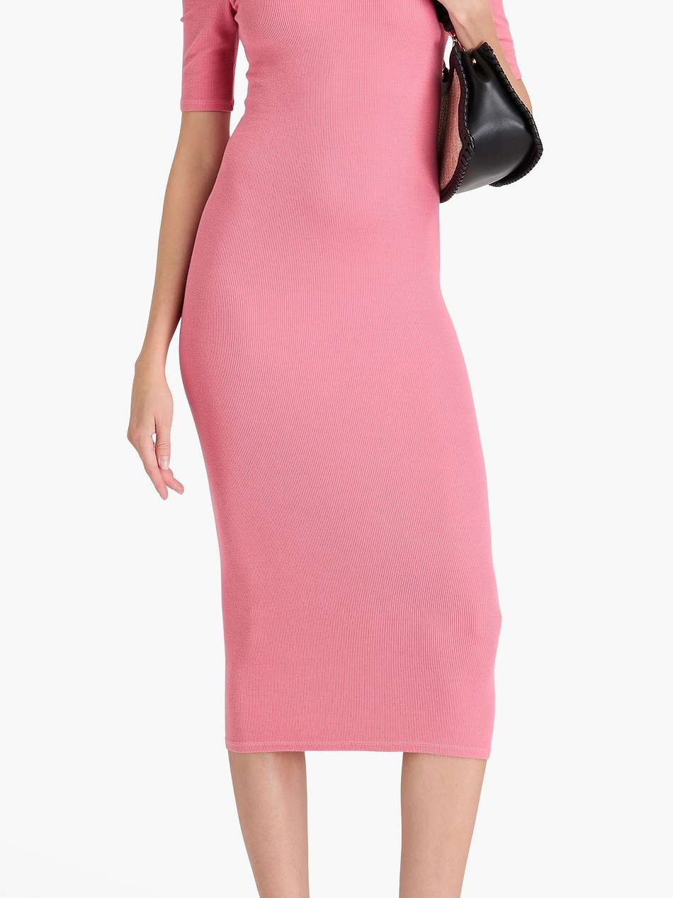 off-the-shoulder ribbed jersey midi dress