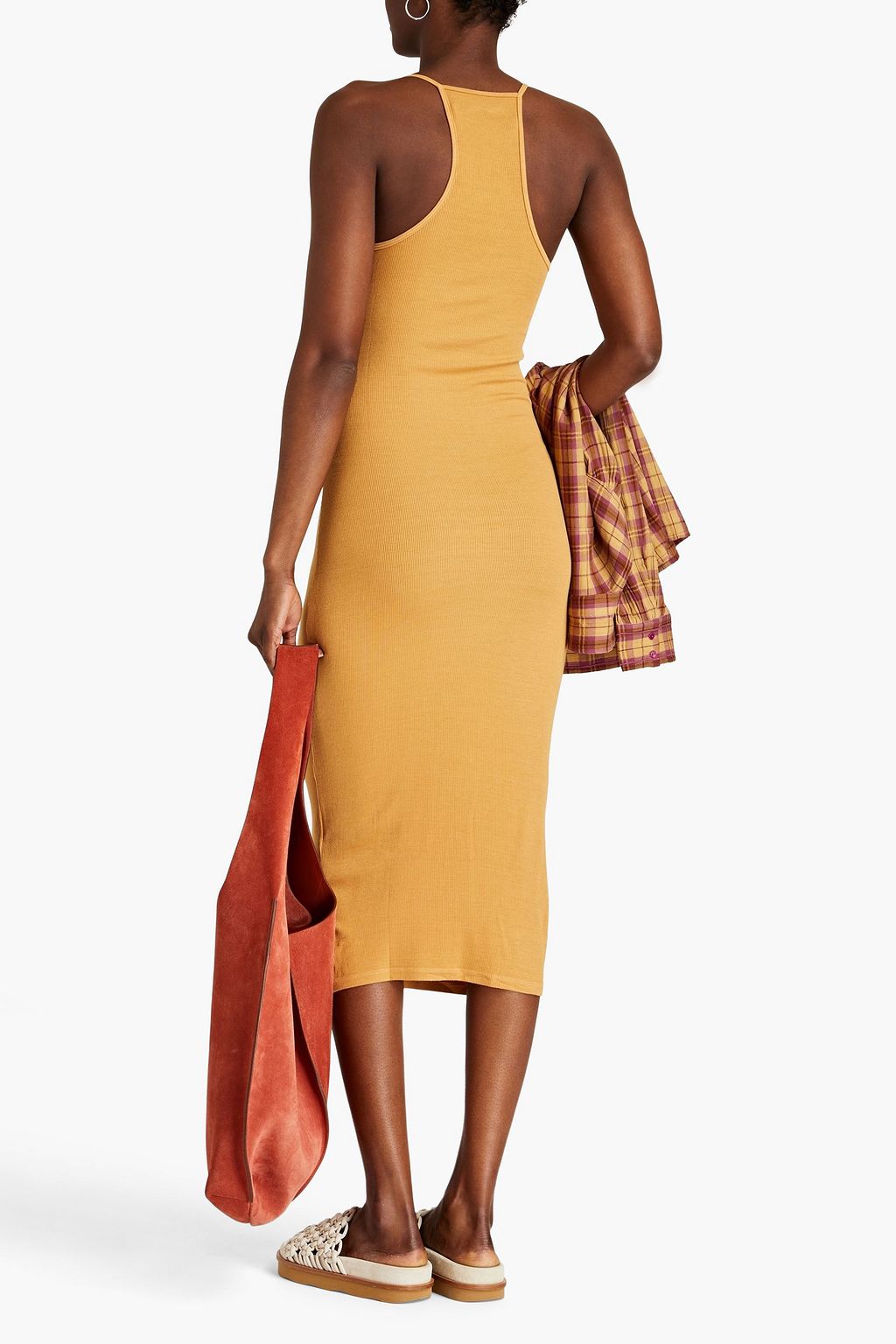 ENZA COSTA Midikleid aus geripptem Jersey