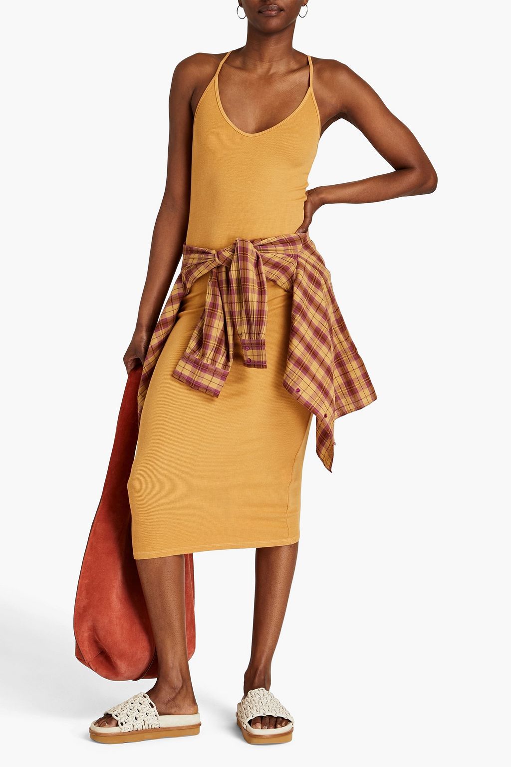 ENZA COSTA Midikleid aus geripptem Jersey