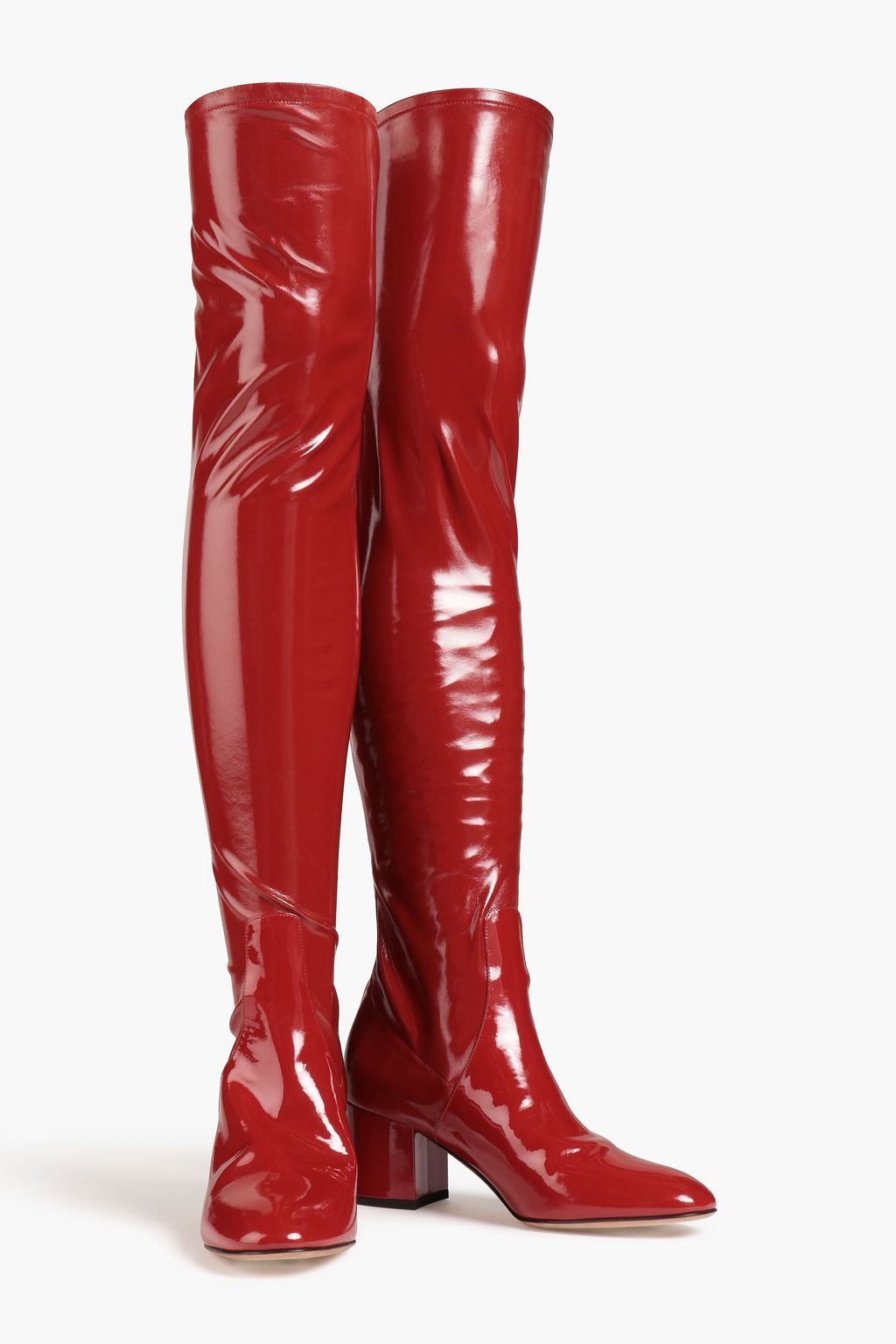 VALENTINO GARAVANI Glossed-leather over-the-knee boots