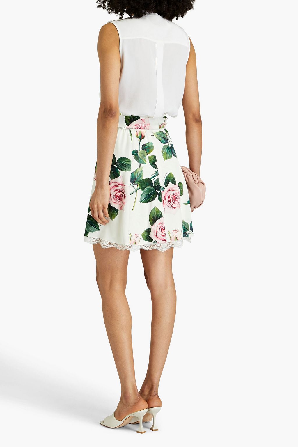 DOLCE&GABBANA Floral-print silk-blend crepe de chine mini skirt