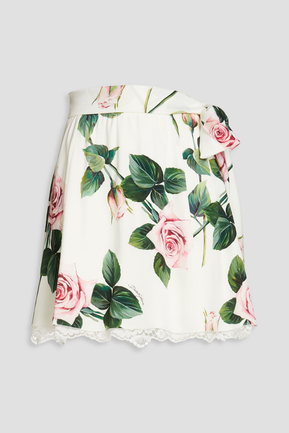 Dolce&Gabbana - Floral-print silk-blend crepe de chine mini skirt - White