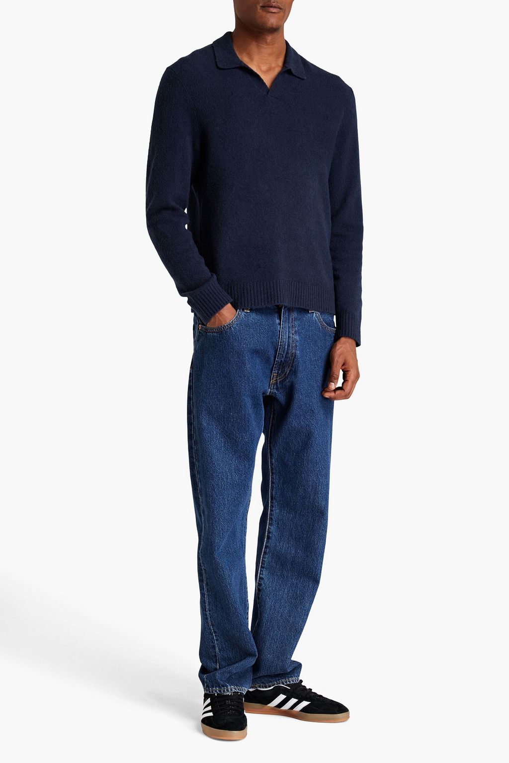 JAMES PERSE Brushed cotton-blend polo sweater