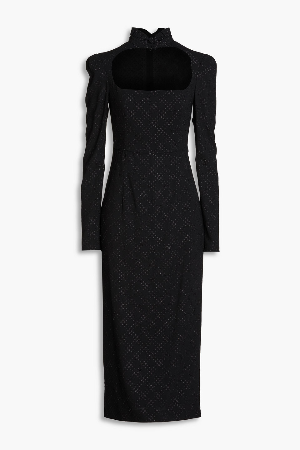 Philosophy Di Lorenzo Serafini Cutout Glittered Checked Crepe Midi Dress In Black