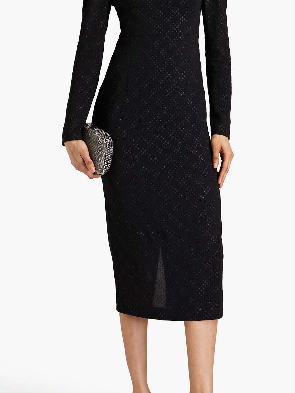 cutout glittered checked crepe midi dress