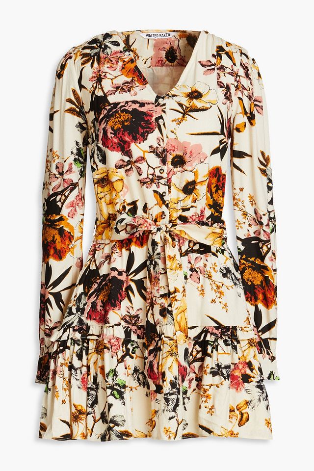 Nevilla floral-print jacquard mini dress