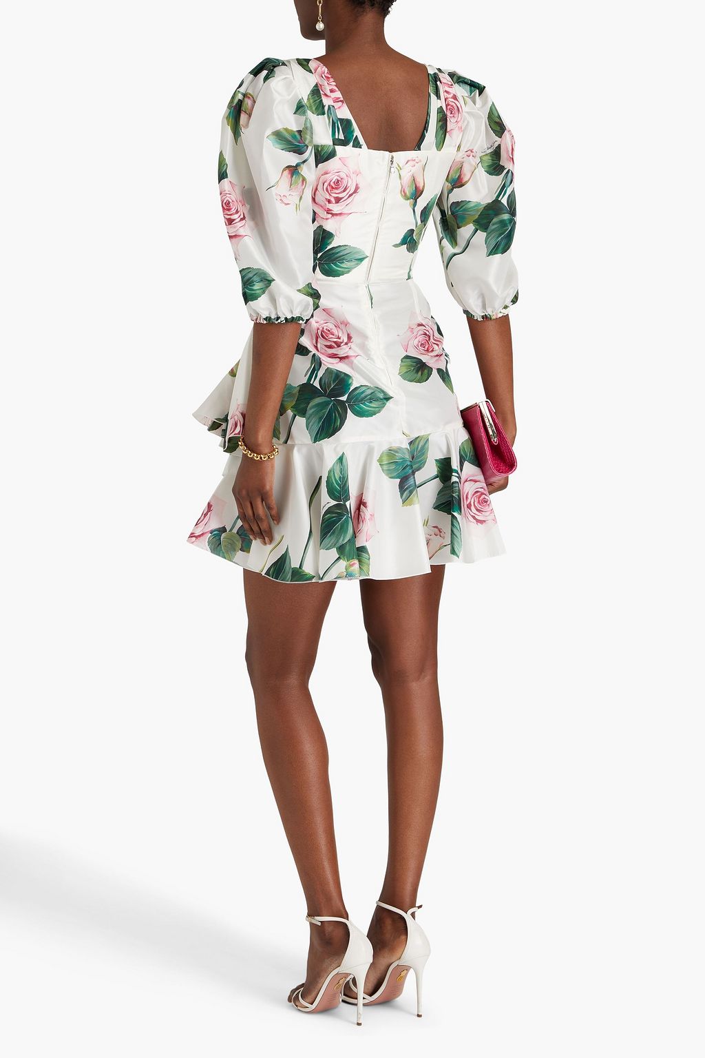 DOLCE&GABBANA Ruched floral-print silk-organza mini dress