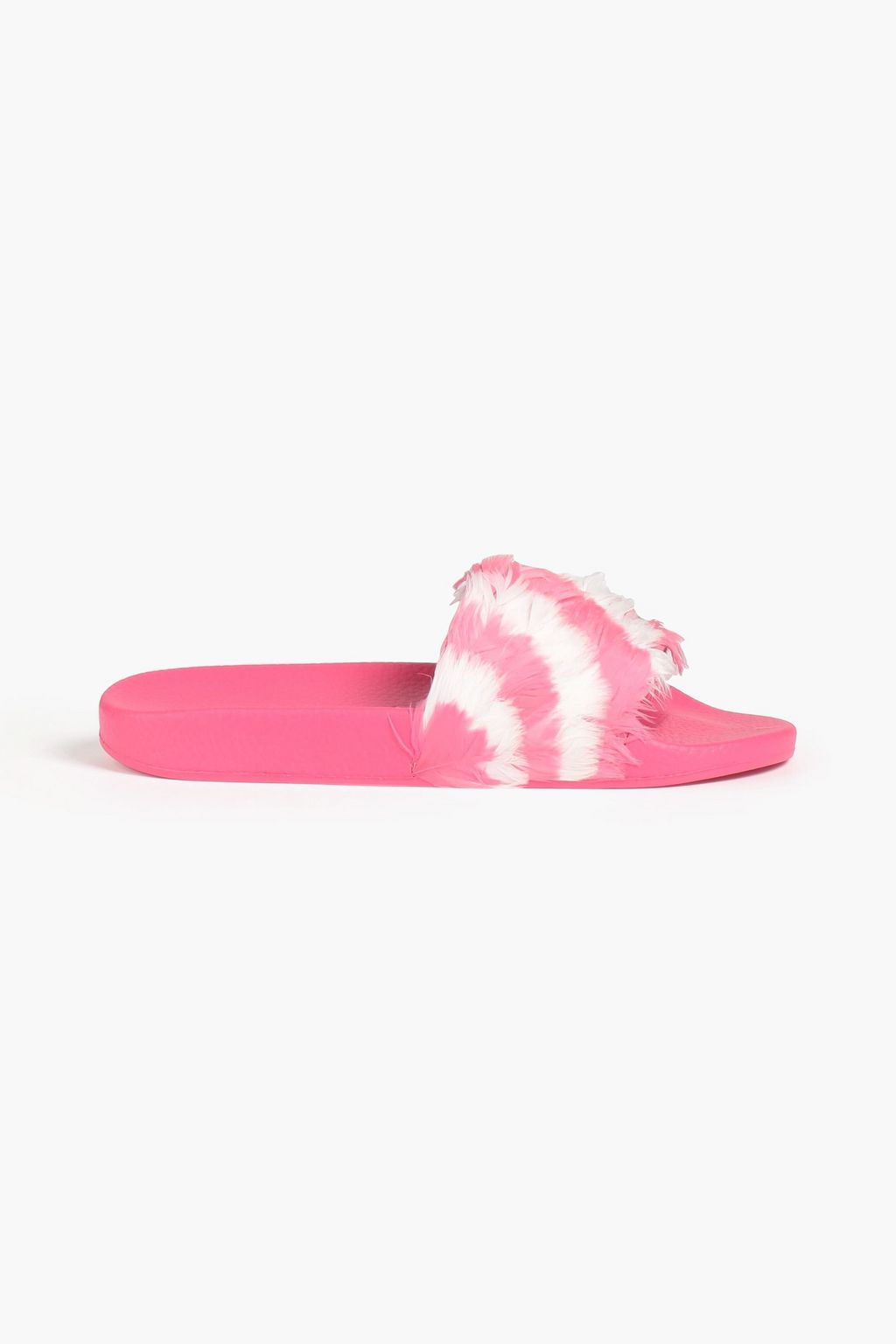 VALENTINO GARAVANI Striped faux fur slides THE OUTNET