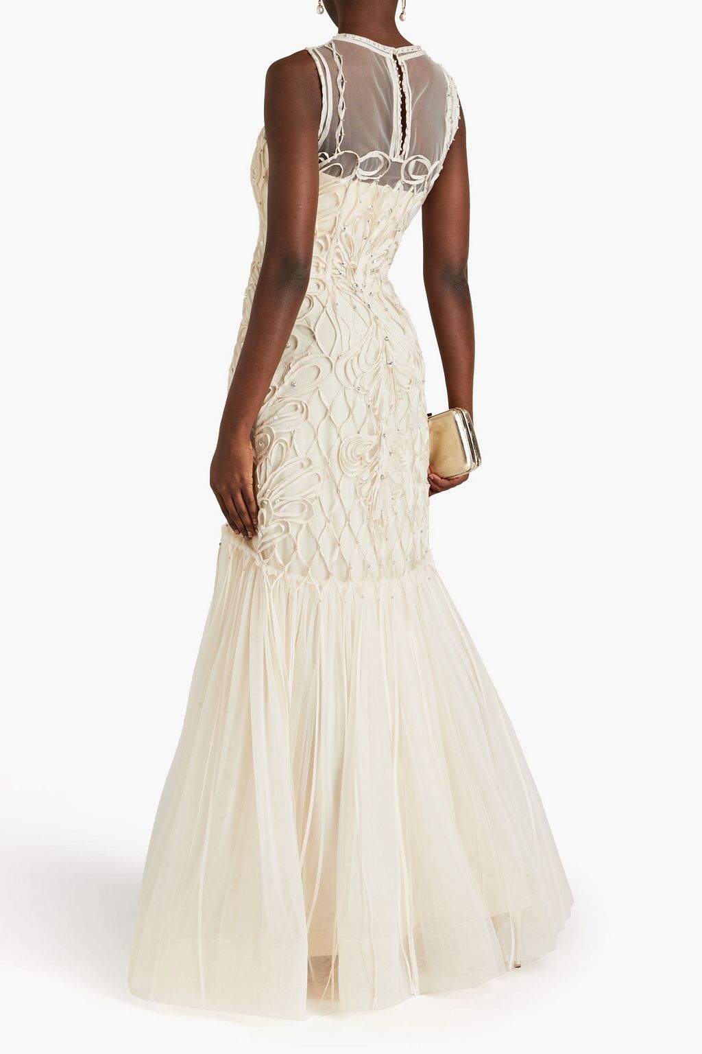 ALBERTA FERRETTI Crystal-embellished tulle and organza gown