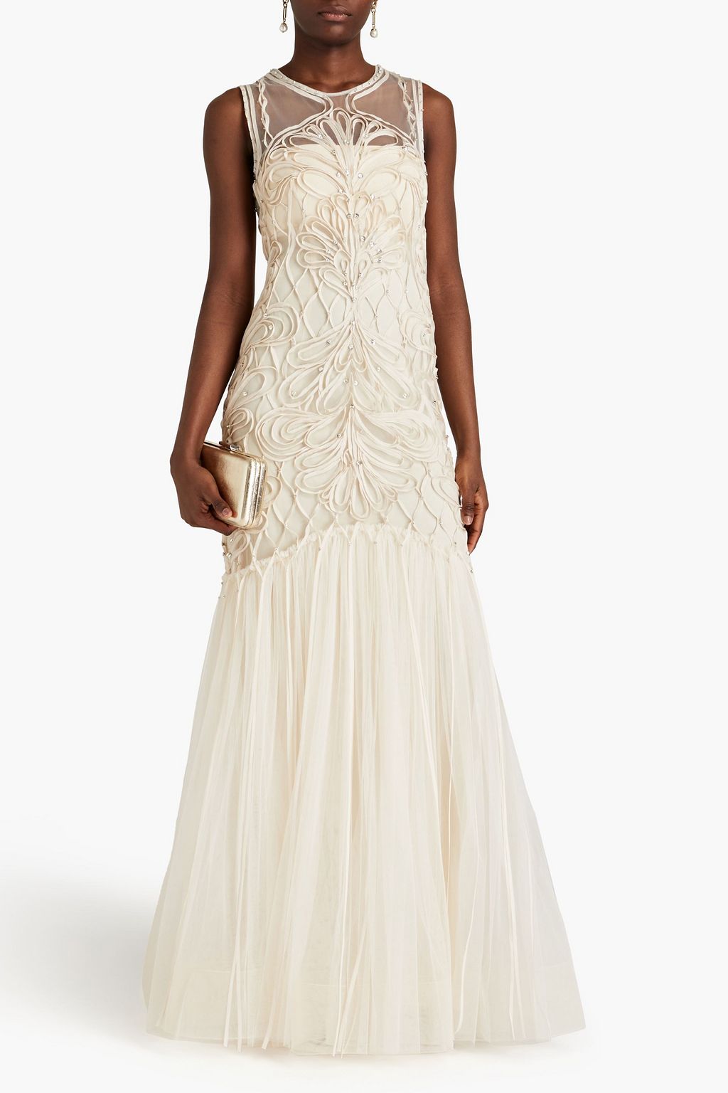 ALBERTA FERRETTI Crystal-embellished tulle and organza gown