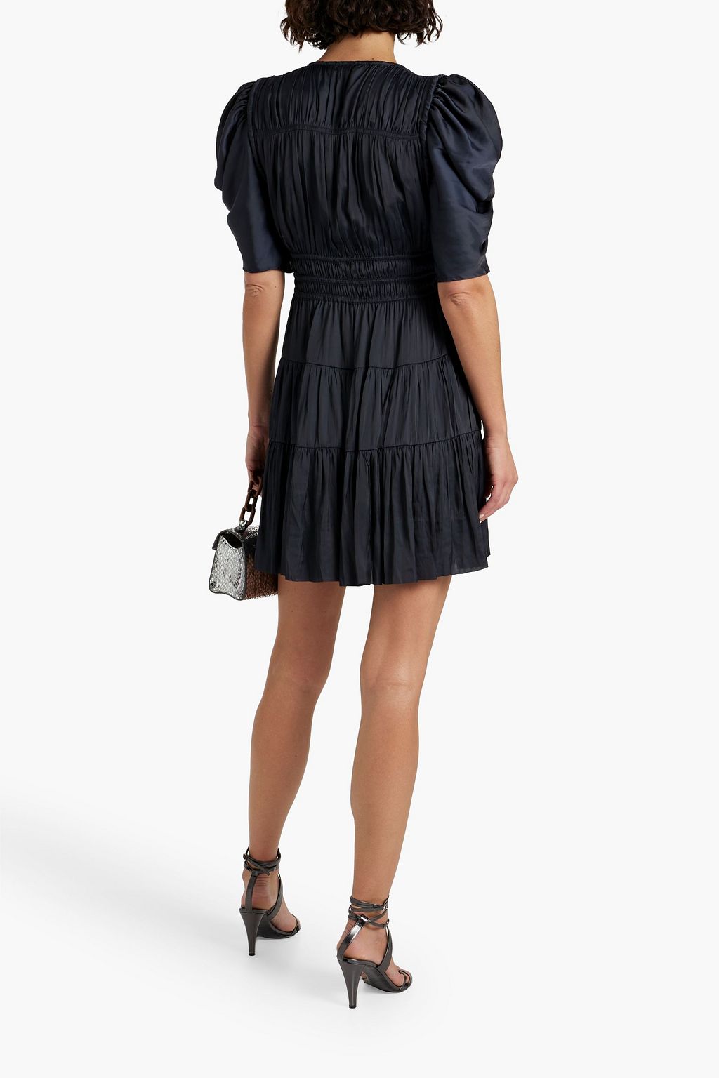 ULLA JOHNSON Azaria gathered satin mini dress