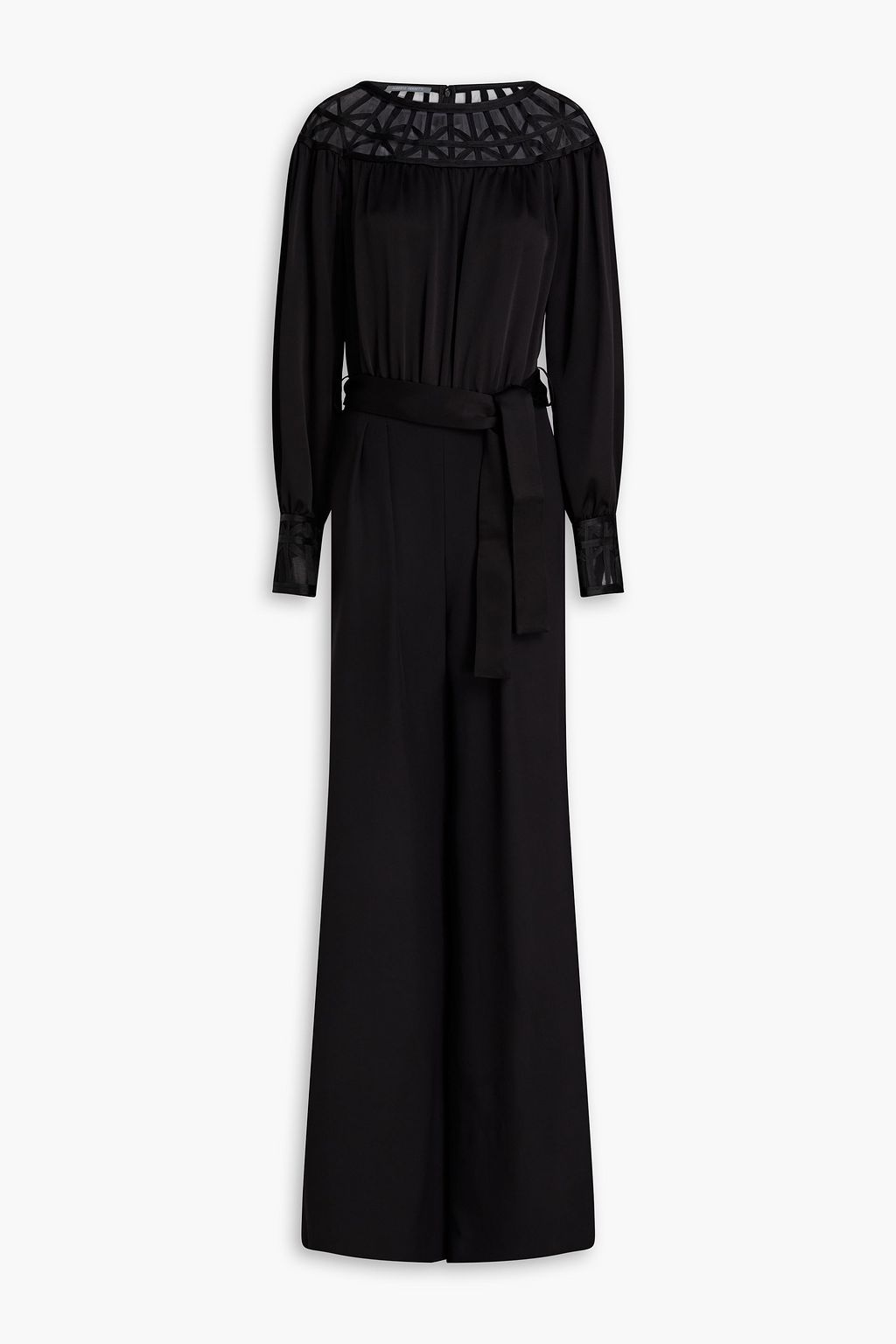 ALBERTA FERRETTI Organza-trimmed satin-crepe wide-leg jumpsuit | THE OUTNET