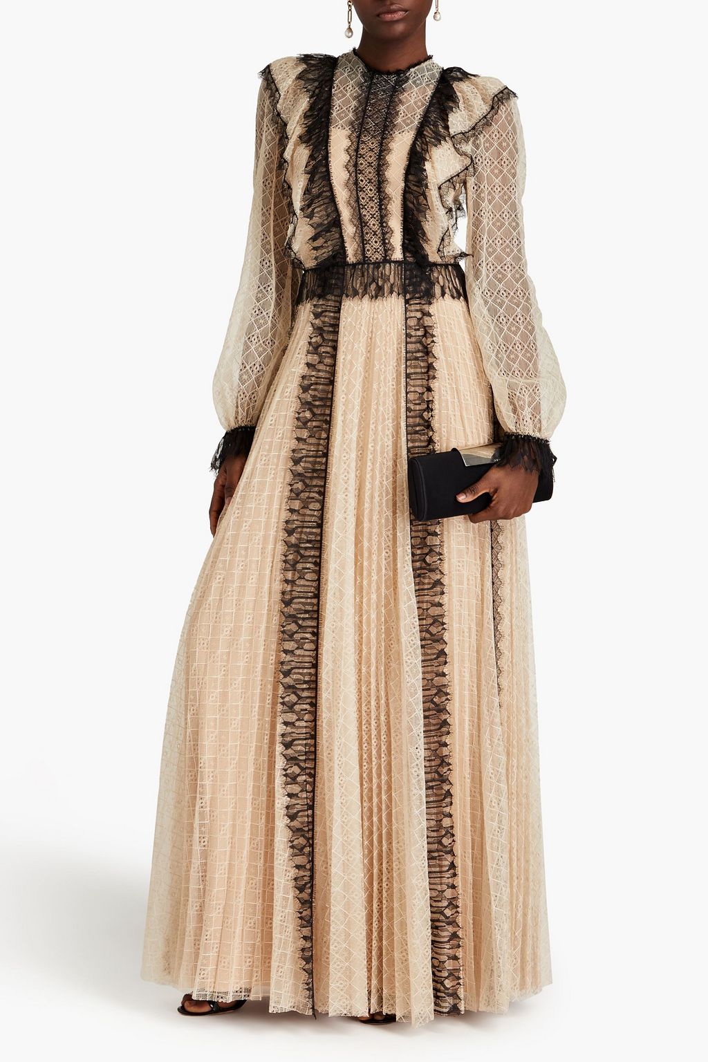 ALBERTA FERRETTI Ruffled pleated lace gown