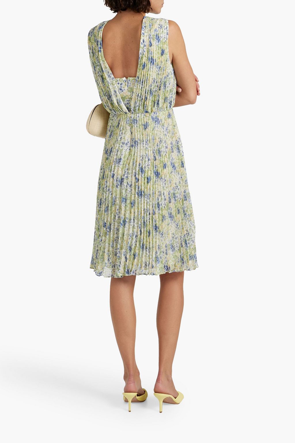 MIKAEL AGHAL Kleid aus plissiertem Chiffon mit floralem Print