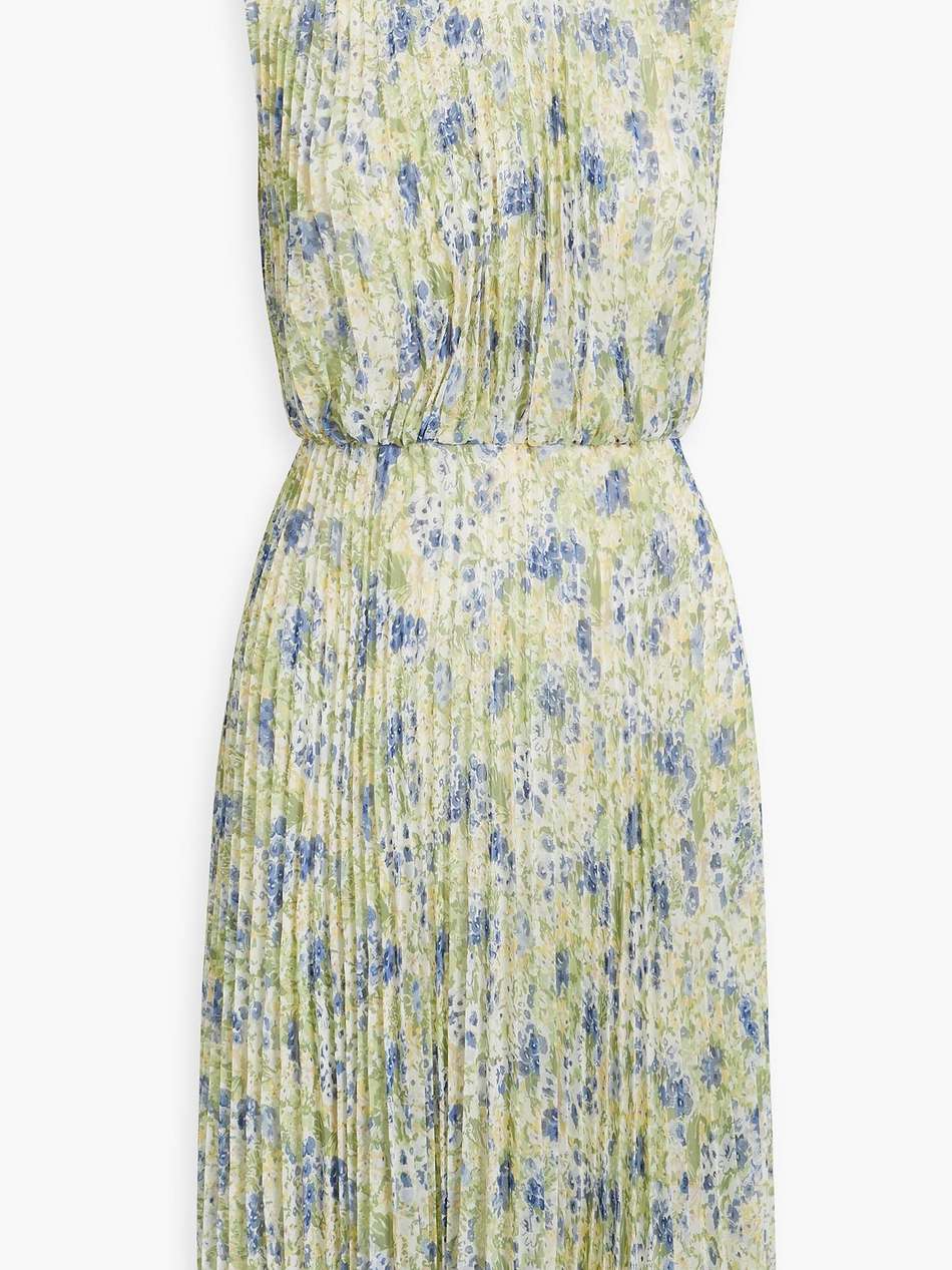 floral-print plissé-chiffon dress