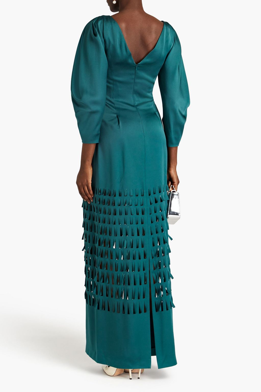 ALBERTA FERRETTI Laser-cut satin-crepe gown