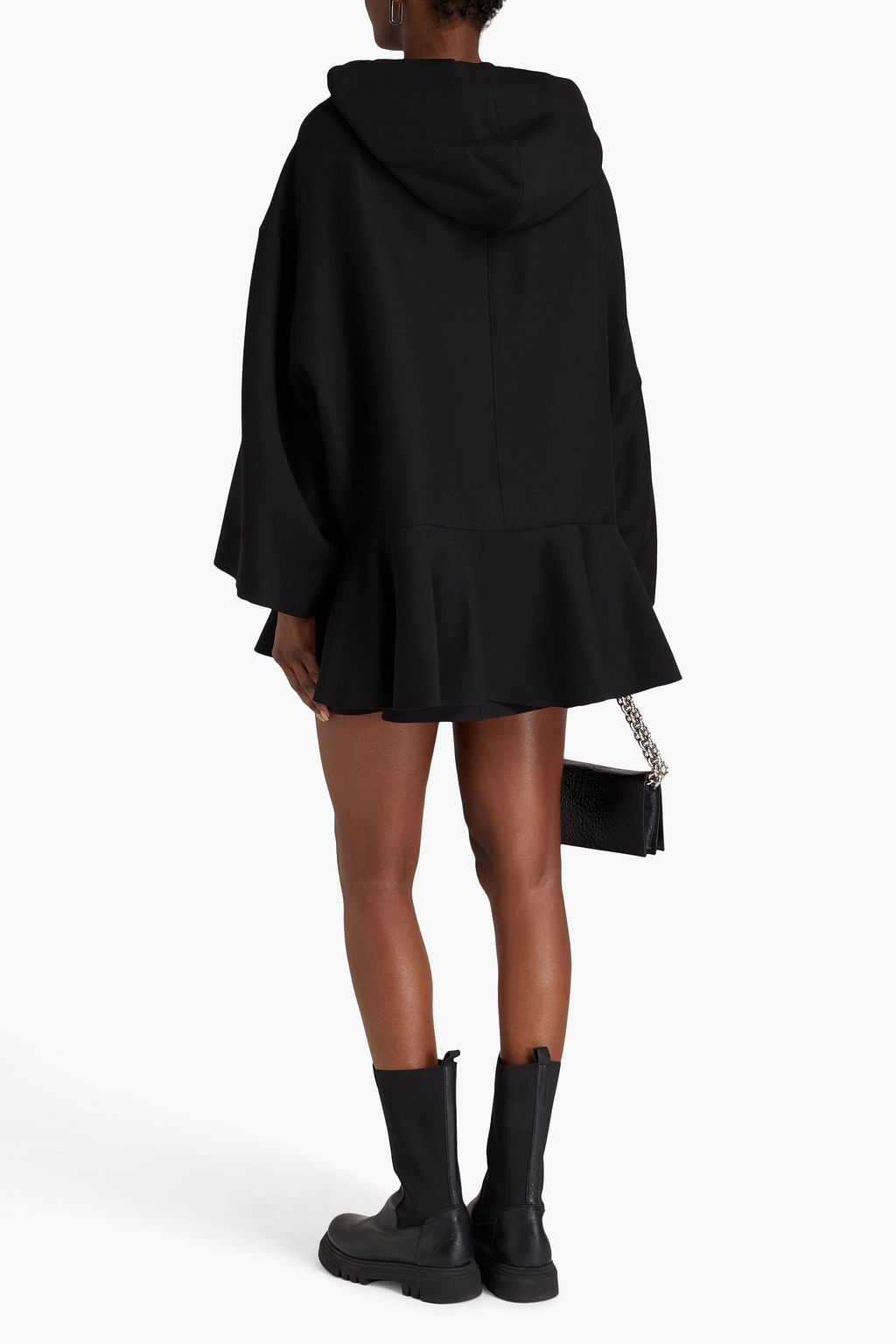 VALENTINO GARAVANI Printed wool and silk-blend crepe hooded mini dress