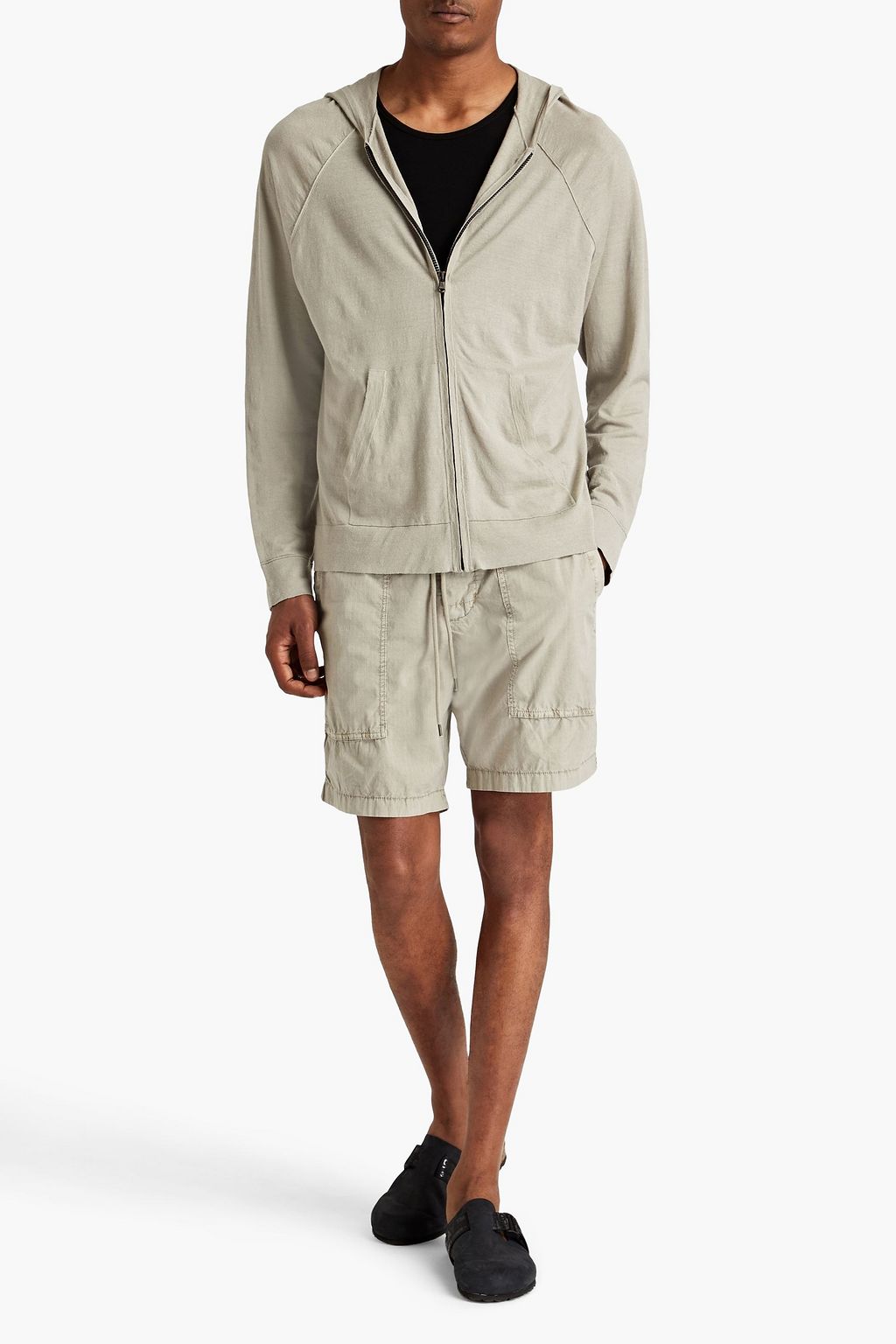 JAMES PERSE Linen-blend zip-up hoodie