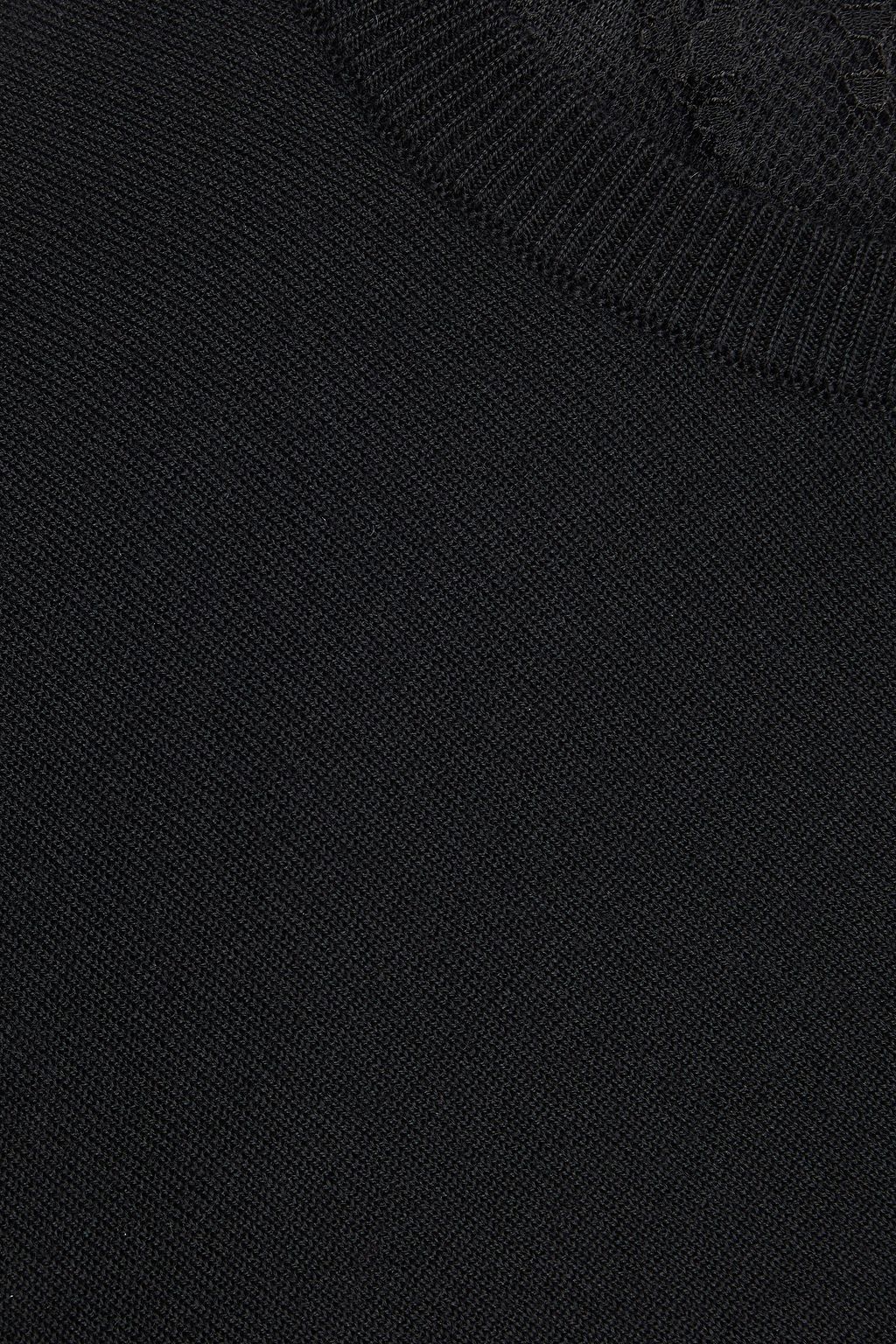 VALENTINO GARAVANI Layered lace-paneled wool sweater