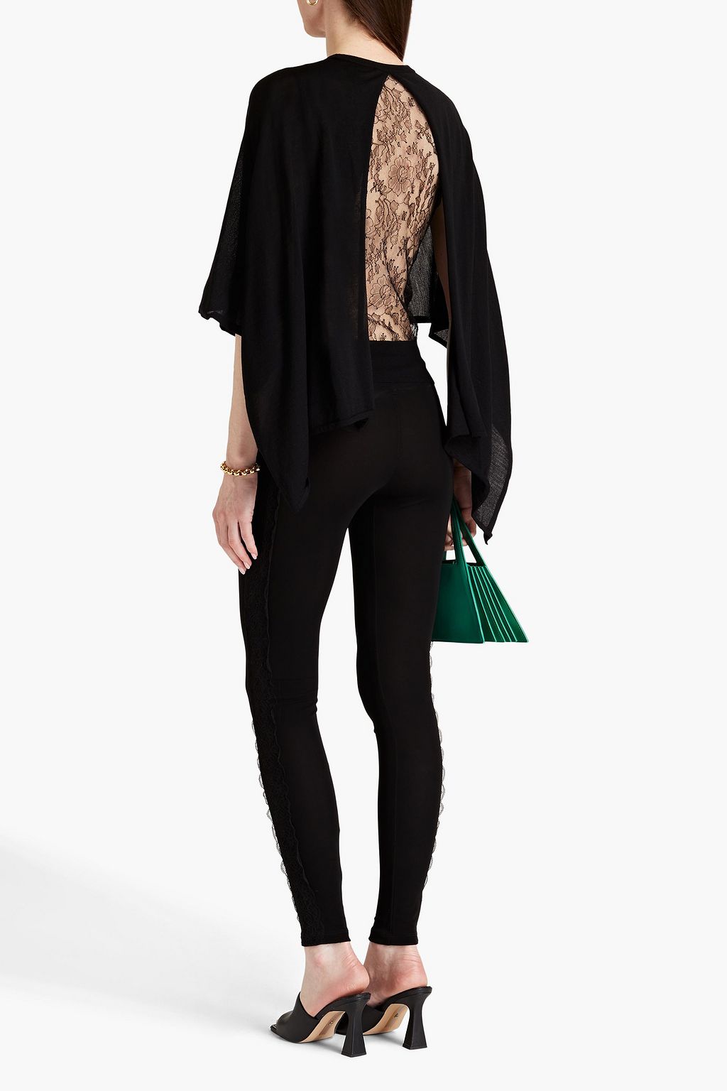VALENTINO GARAVANI Layered lace-paneled wool sweater