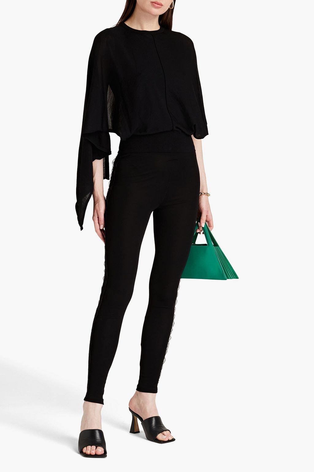 VALENTINO GARAVANI Layered lace-paneled wool sweater